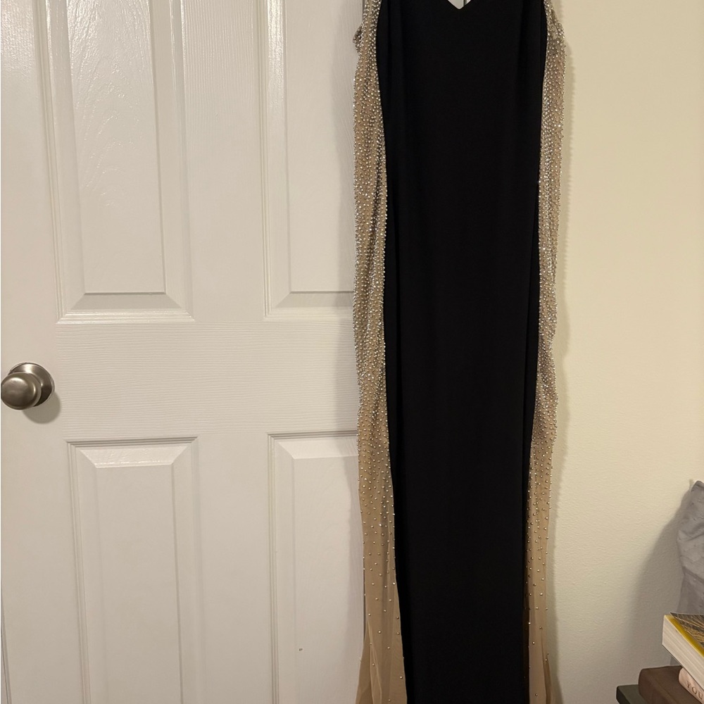Xscape Black and Gold Formal Dress